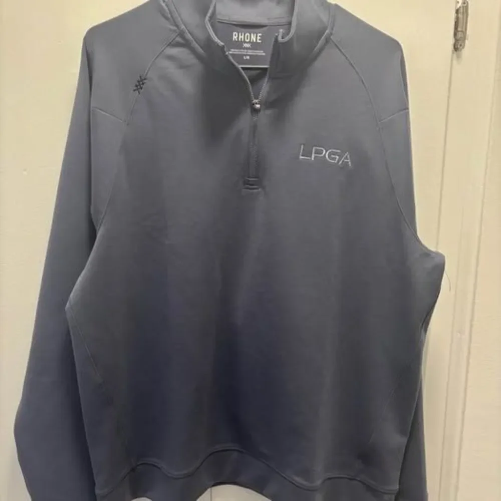 Rhone Commuter 1/4 Zip Pullover LPGA Size Large Dark Blue Gray Mock Neck